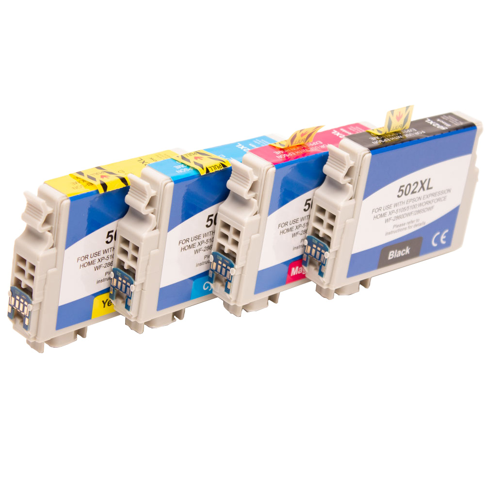 ⬛🟦🟥🟨Compatible 502XL BK C M Y kit 4 cartouches ( Remplace Epson 502 BK, C, M, Y, 502XL BK, C, M, Y ) BK : 13ml / Couleur 13ml