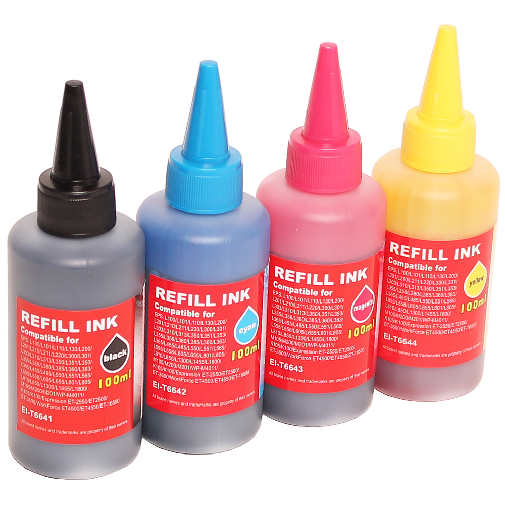 ⬛🟦🟥🟨Compatble ECOTANK T664X ( Remplace Epson T6641, T6642, T6643, T6644 ) - 4x100 ML