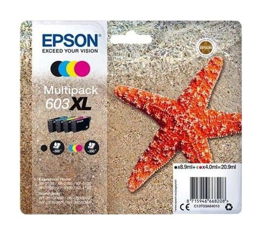 Epson 603XL Kit 4 encres ( BK : 8,9ml / Couleurs : 4 ml )