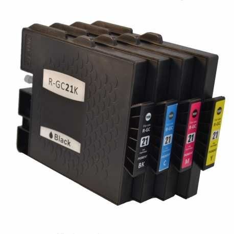 ELIOS GC21 Kit 4 cartouches ( Remplace Ricoh GC21 BK/C/M/Y )